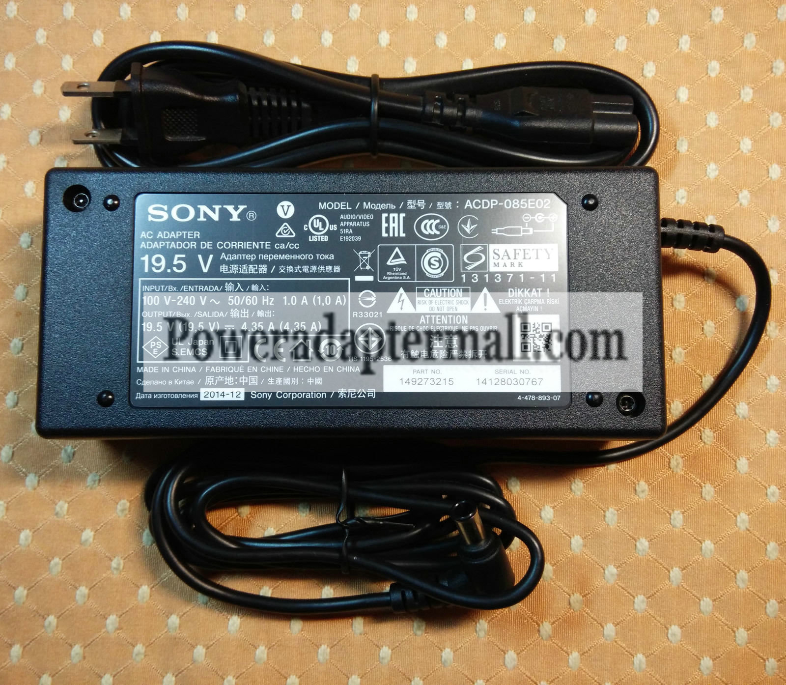 Original 85W Sony KLV-32EX310 ACDP-085E02 19.5V 4.35A AC Adapter